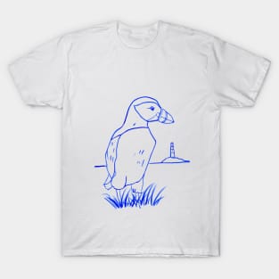 Watercolor Line Drawing Atlantic Puffin T-Shirt